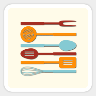 Kitchen Utensils Red Orange Blue Yellow Sticker